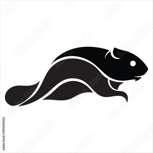  Stylized black beaver silhouette on white