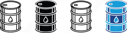 Four cylindrical objects with droplet symbols in different colors