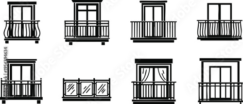 Creative Title: Elevated Views and Modern Balcony Railing Icons