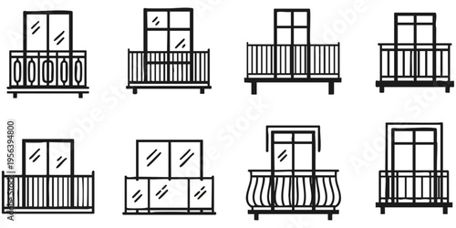 Creative Title: Elevated Views and Modern Balcony Railing Icons