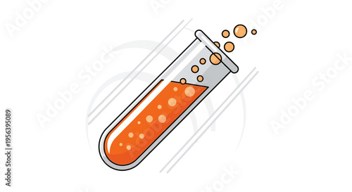 Creative illustration of laboratory test tube with bubbling liquid and experimental design