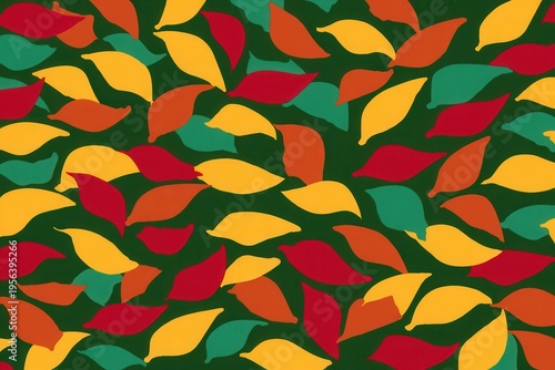 Autumn leaves pattern with vibrant colors in seamless background