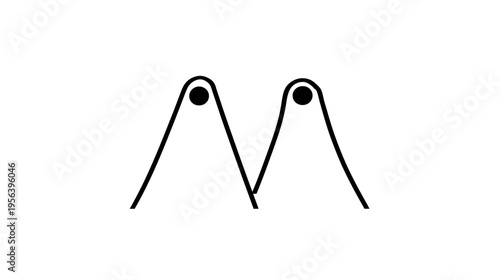 Minimalist Line Art Illustration of Abstract Peaks with Dots. Simple Geometric Graphic Design Element in Black and White.