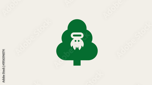 Stylized green tree icon with a monkey or ape face integrated into its foliage, representing nature, wildlife, jungle, and ecology.