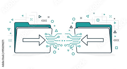 Data transfer concept illustrating seamless file sharing and secure information exchange between