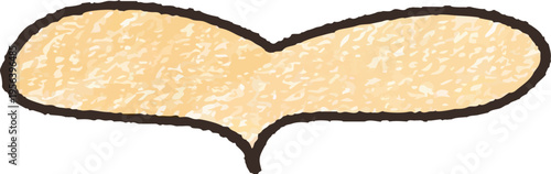 手描き風の太い輪郭とベージュの質感が特徴的な横長ハートのイラスト