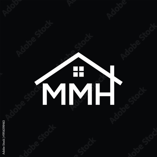 MMH initial letter real estate builders logo design vector. construction, housing, home marker, property, building, apartment, flat, compartment, business, corporate, house rent, rental, commercial