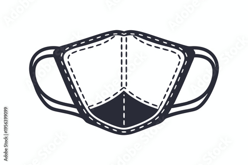 Isolated monochrome cloth face covering shows protective seam details against infection