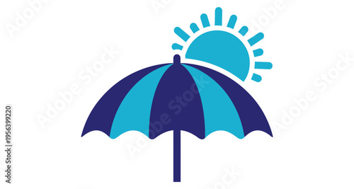 Umbrella Shielding From Sun Rays Protection Concept Flat Design Minimalist Style
