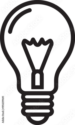 A monochrome illustration of a light bulb, symbolizing innovation and ideas.