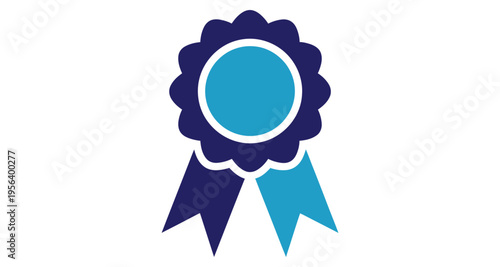 Blue Ribbon Award Symbol with Copy Space for Text and Business Presentation