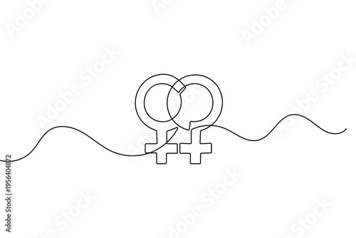 Female symbol one line art minimalist continuous line isolated outline design