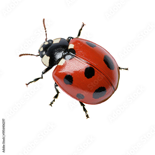 A ladybug with red and black spots on transparent background