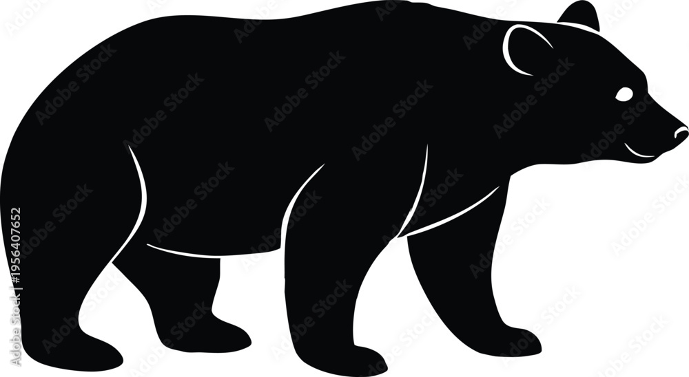 Obraz premium Walking black bear silhouette animal vector icon