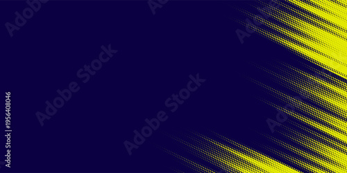 Yellow halftone on blue background. Vector dotted sparkles or halftone shine pattern texture Pop Art Style Background.