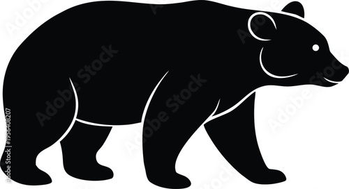 Simple black bear walking animal vector icon graphic
