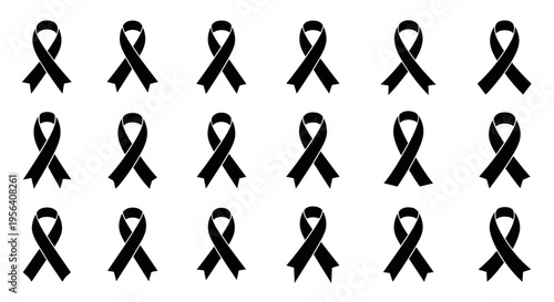 Black Ribbons Symbolizing Mourning and Grief.