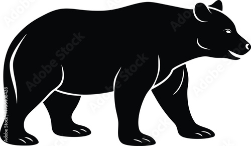 Black bear walking silhouette vector illustration icon design