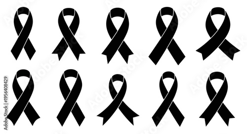 Black Ribbons Symbolizing Mourning and Remembrance.