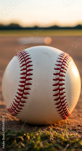 Baseball on the field, ready for the game, close up view.