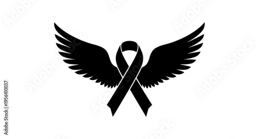 Black Wings with Mourning Ribbon Symbol.