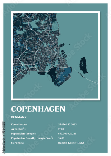 Photography Copenhagen - Denmark Aster Night Maps Information