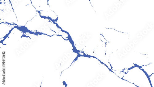 Blue cracks on white surface broken material with blue fractures