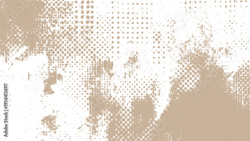 Brown and white abstract grunge texture with dots and halftone patterns