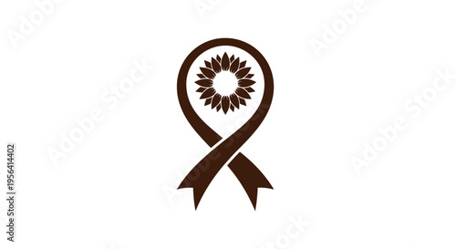 Brown Awareness Ribbon with Sunburst Design.