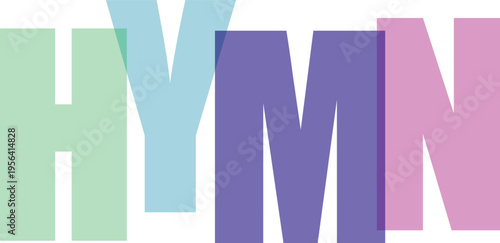 Multicolored HYMN Letters on White Background