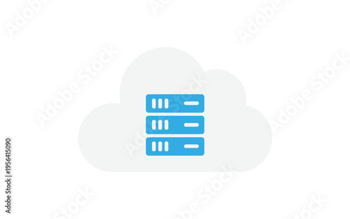 Clean Vector Cloud Computing Server Icon For Coloring Page Activities