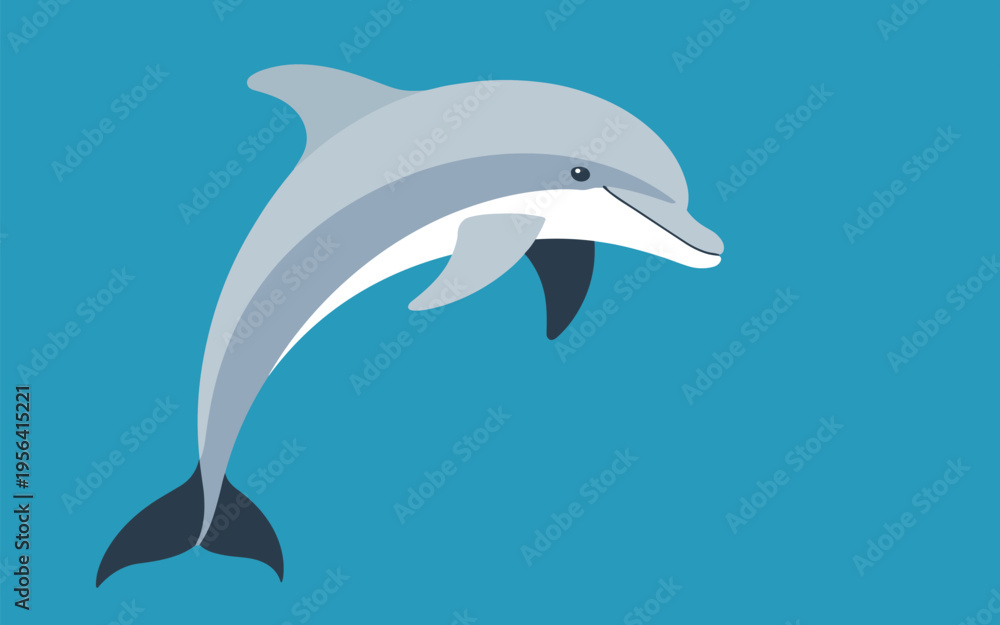 Obraz premium Minimalist Jumping Dolphin Vector Illustration Designed As A Fun Color