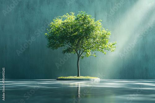 Plant in a transparent vase with moss, bringing life to the environment.