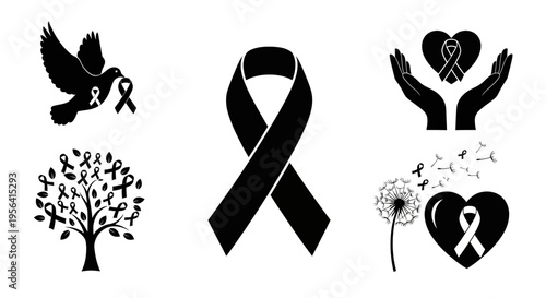 Cancer Awareness Ribbon Symbols Illustration.