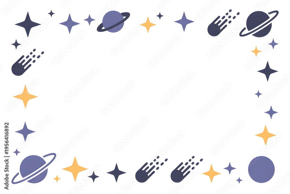Fototapeta premium colorful space elements and celestial objects vector illustration set