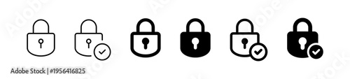 lock icon collection set locked check mark icon tick symbol unlocked sign , security icon . open and closed padlock icon	