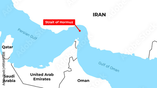 фотографія Strait of Hormuz Map Illustration, Middle East Maritime Route, Gulf Region Geogr