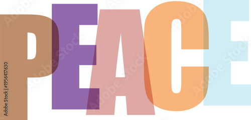 Multicolored Peace Letters Isolated on White Background