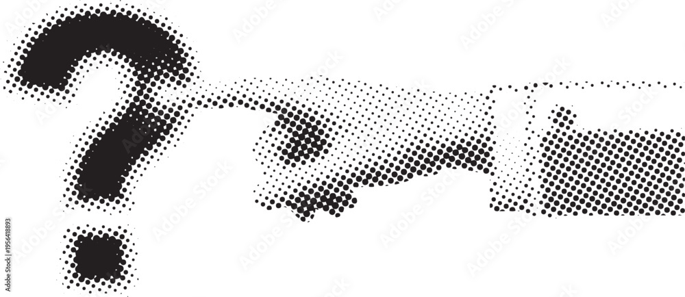 Fototapeta premium Grunge Question Mark and Pointing Hand Vector – Halftone Confusion Concept Illustration