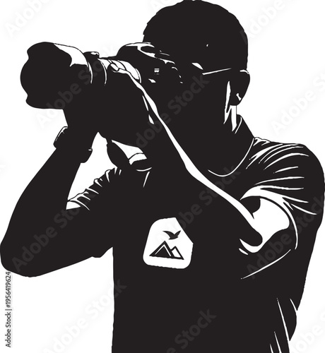 Focused photographer capturing a moment with a professional camera