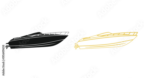 Two boat outlines one black one yellow side by side