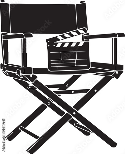 Director's chair with clapperboard symbolizing filmmaking and movie production
