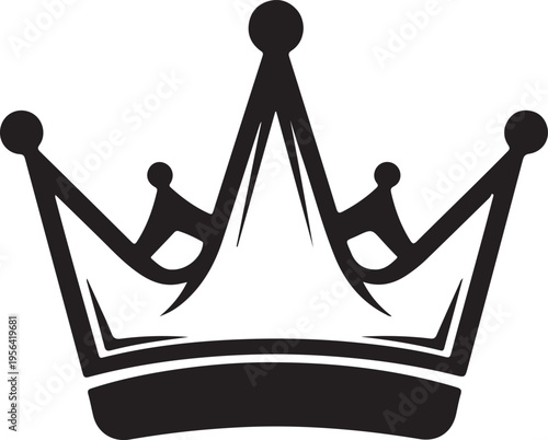 Elegant black and white illustration of a regal crown with three pointed arches