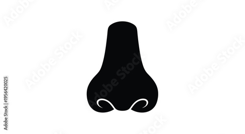 Simple black silhouette of a human nose on a white background
