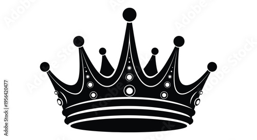 A detailed black silhouette of a royal crown with ornate details