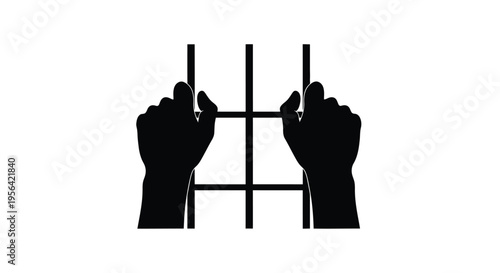 Hands reaching through prison bars a symbol of confinement and hope