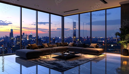 Wallpaper Mural Modernes Apartment mit stilvoller Einrichtung und Stadtblick Torontodigital.ca