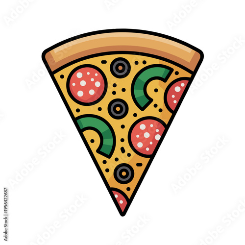 A colorful and appetizing slice of pizza, ready to be enjoyed.