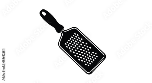 A simple black and white illustration of a metal cheese grater