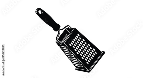 Black and white illustration of a box grater kitchen utensil